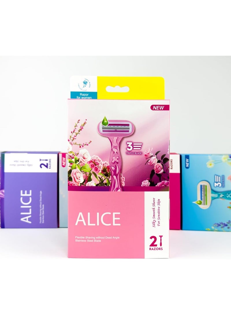 أليس ماكينة حلاقة أليس المرنة للبشرة الحساسة - 2 قطعة - شفرات ستانلس تصل لجميع الزوايا - Image 5